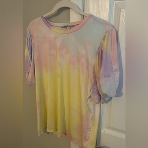 Endless Rose Tie-Dyed Puff Sleeve Tee Shirt